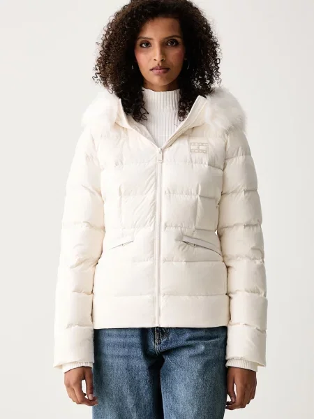Tommy Jeans geacă cu puf pentru femei bej