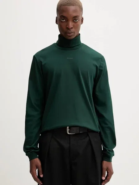 Majica z dolgimi rokavi HUGO Daporollo zelena