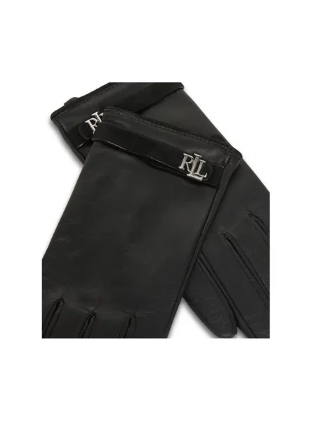 Rękawiczki Ralph Lauren skórzane z logo czarne