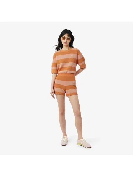 Lacoste Szorty W Paski Regular Fit pomarańczowe