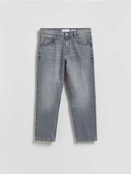 Reserved Blugi straight cu efect prespălat deschis gri