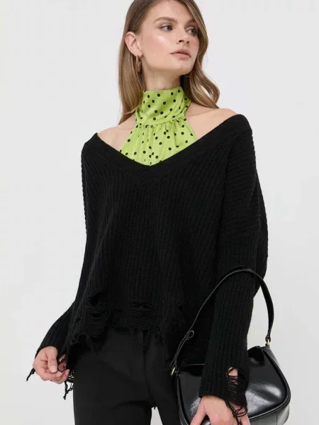 Vuneni pulover Pinko za žene topli crna