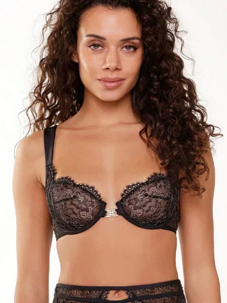 Кружевной бюстгальтер на широких бретелях чорний