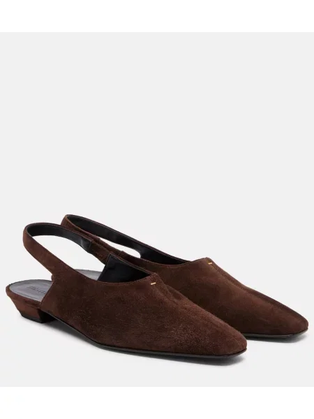 Balerini Khaite din piele de căprioară slingback maro