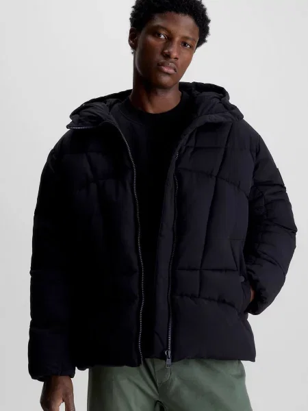 Стьобана джинсова куртка Calvin Klein Jeans чорна