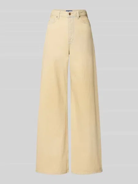 Jeansy z szeroką nogawką i efektem znoszenia Scotch & Soda beżowe