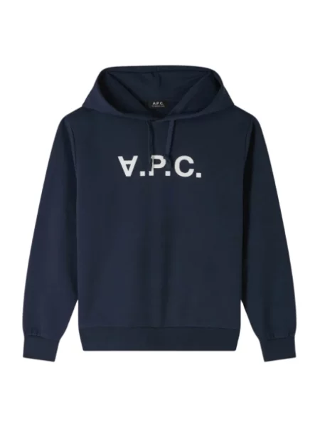 A.P.C. bluza hoodie standard grand vpc GOTS granatowy z kapturem z aplikacją niebieska