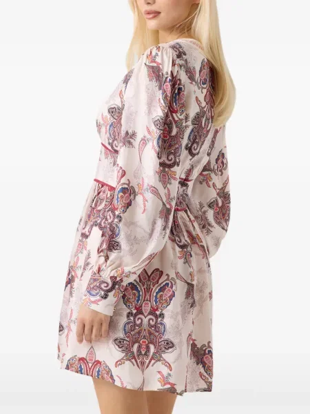 Rochie mini Guess cu imagine cu model paisley roz
