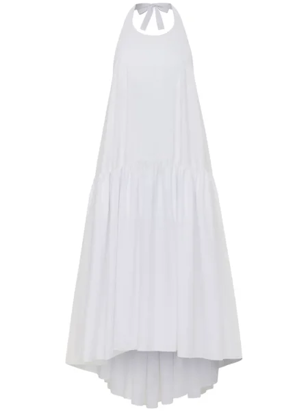 Rochie midi Azeeza până la genunchi din poplin de costum alb