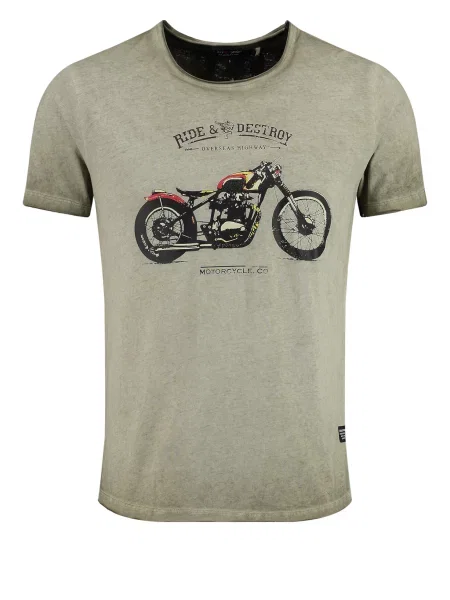 Key Largo Tricou Destroy verde / portocaliu / roșu negru