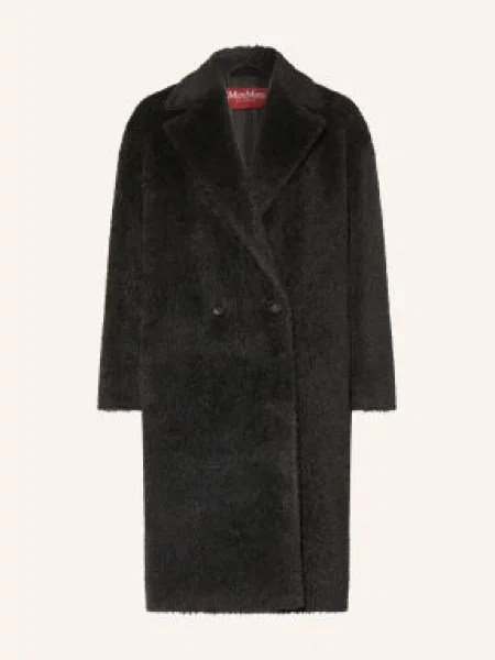 Max Mara Studio Kabát Z Umělé Kožešiny Urbano S Alpakou černá