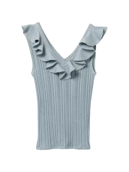 Top Zimmermann tricotate cu volane albastru