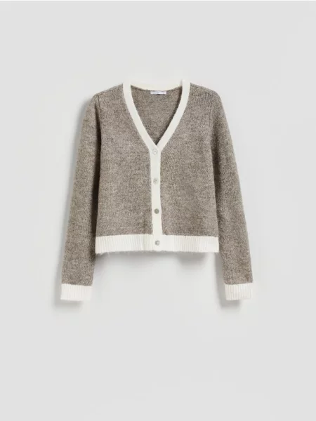 Reserved Cardigan cu inserții contrastante cafeniu