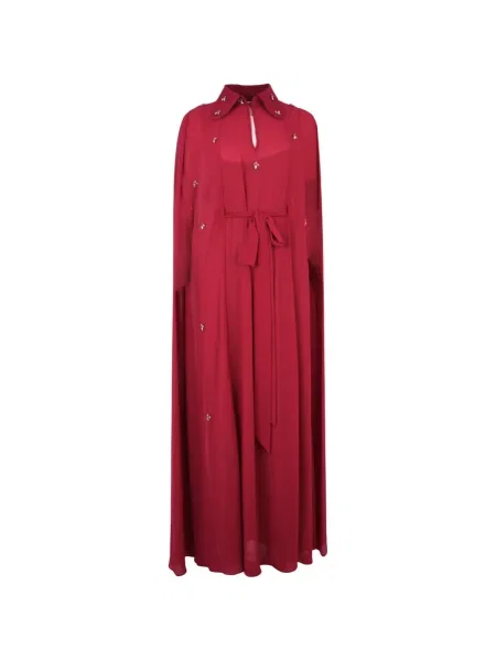 Maksi kołnierzykowy sukienka maxi Baruni garniturowa czerwona