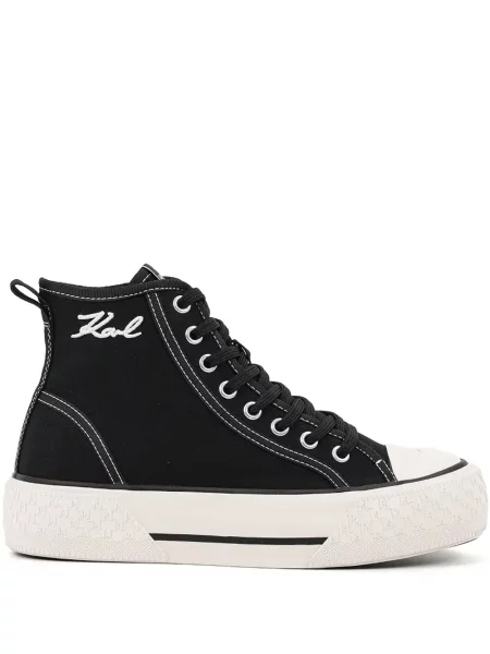 Sneakerși Karl Lagerfeld cu șireturi din dantelă negru