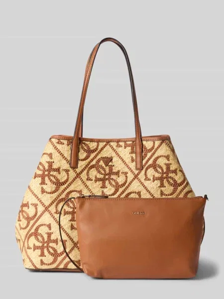Torba shopper 2 w 1 z wzorem z logo model KIRSTEN LARGE' Guess brązowa