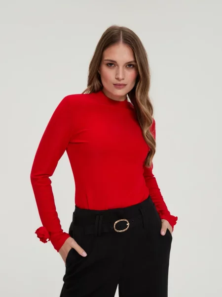 Tricou cu mânecă lungă Marisse cu mâneci lungi negru