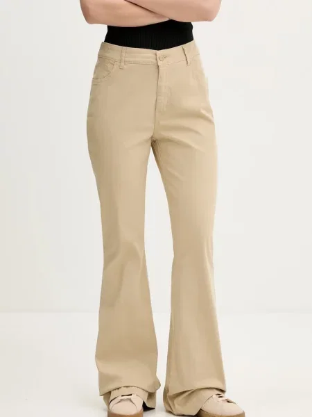 Hugo Blue jeansy high waist beżowe