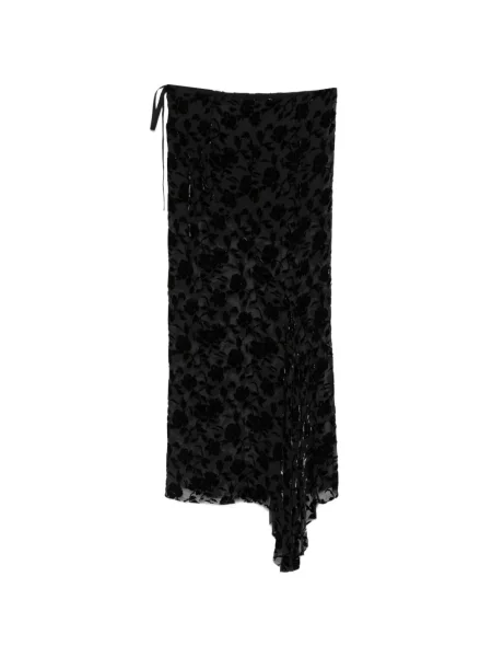 Fustă midi Ann Demeulemeester cu model floral negru
