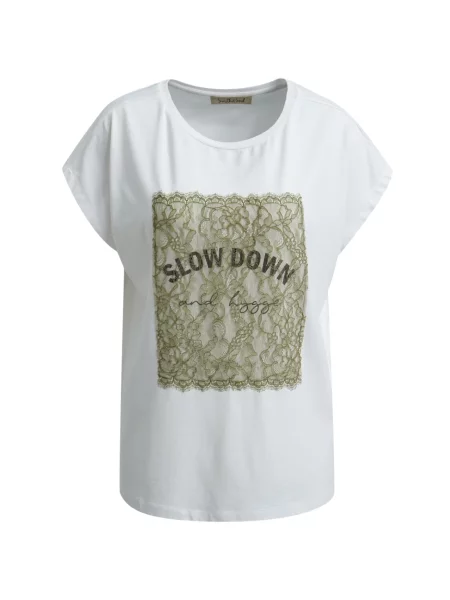 Smith&Soul Tricou oliv / negru / lână alb