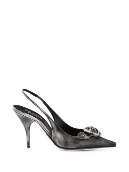 Pantofi cu toc Prada din piele slingback negru
