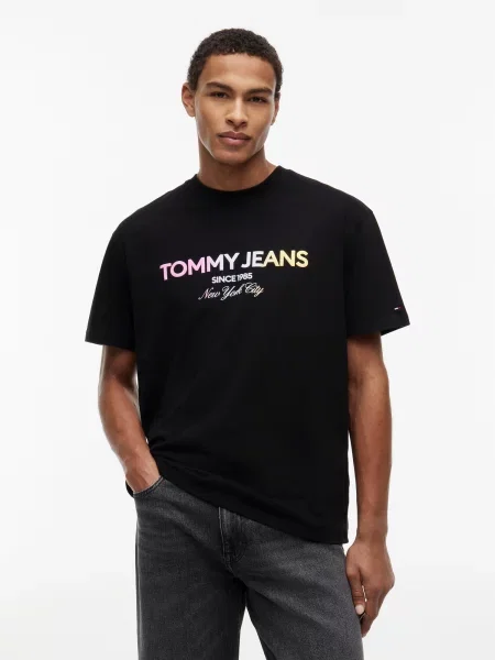 Tommy Jeans Póló NEW CLASSICS pasztellkék / világos sárga / rózsaszín fekete