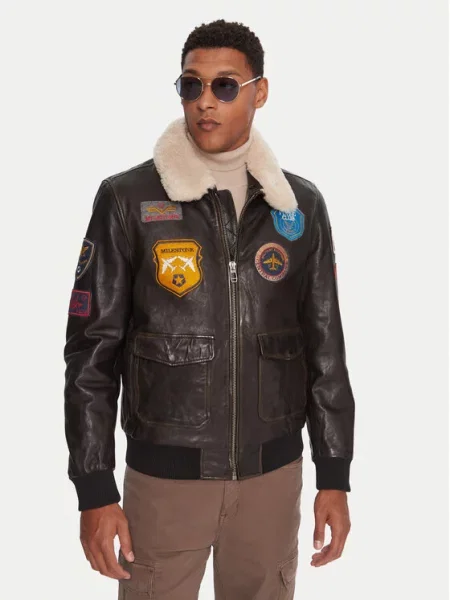 Milestone Usnjena jakna MSMatti črna