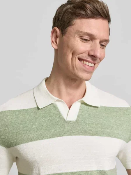 Koszulka polo o kroju slim fit z imitacji dzianiny z mieszanki bawełny Olymp Level Five