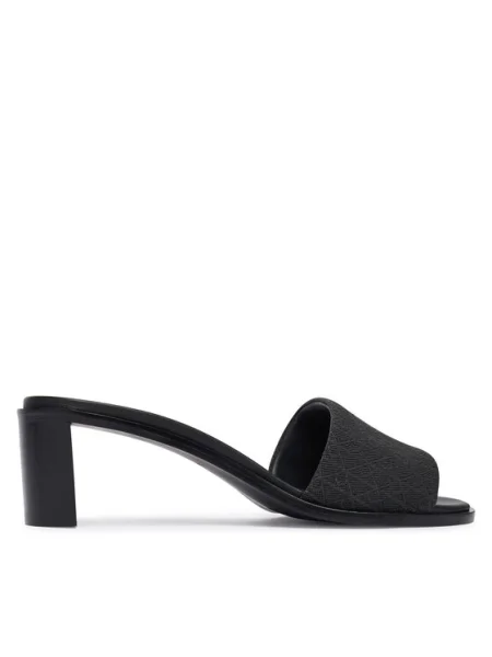 Papuci Calvin Klein cu toc bloc negru