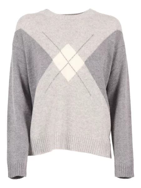 Pulover Kangra cu decolteu rotund gri