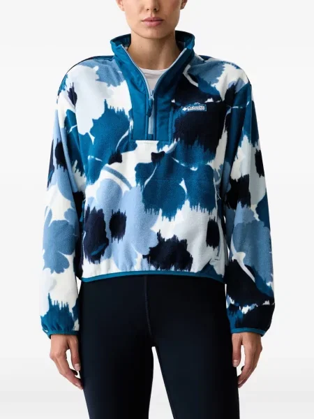 Hanorac cu fermoar Columbia cu model floral cu imagine albastru
