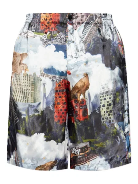 Pantaloni scurți Off-white cu imagine alb
