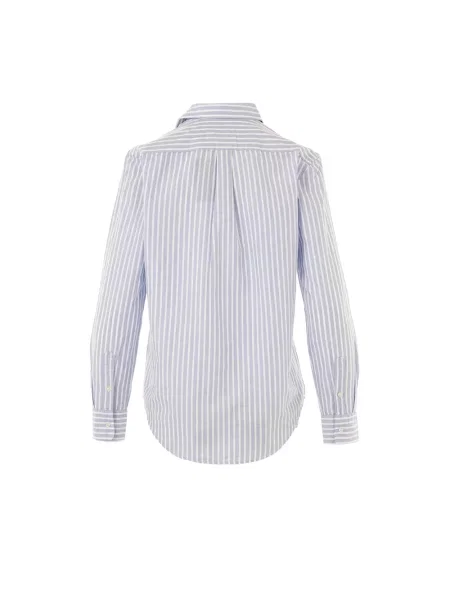 Bluzka koszulowa o kroju regular fit z mieszanki bawełny i lnu Polo Ralph Lauren niebieska