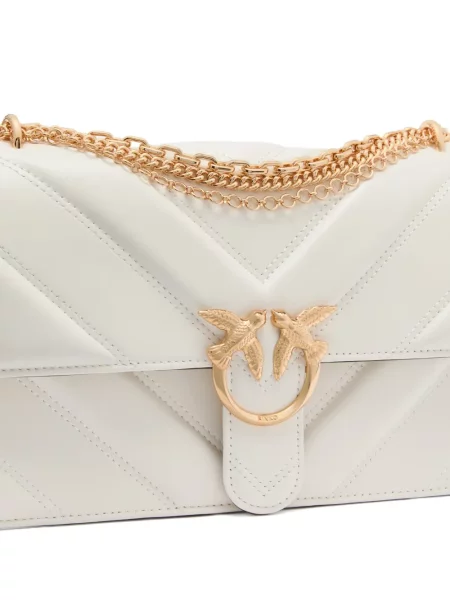 Colier Pinko din piele alb