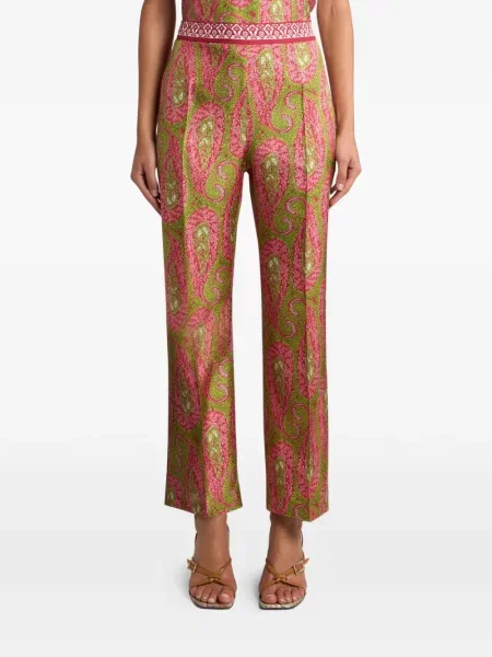 Pantaloni Etro cu model paisley verde