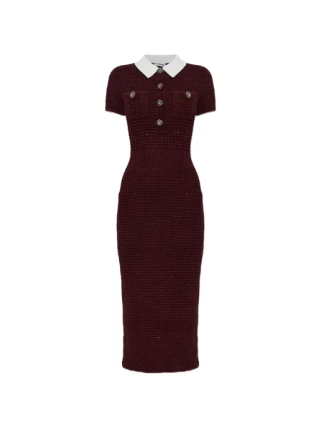 Rochie midi Self-portrait cu paiete tricotate roșu
