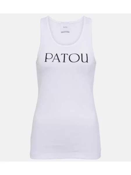 Top Patou din jerseu alb