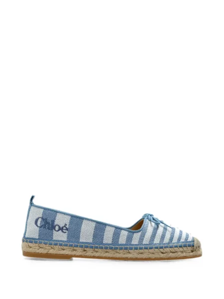 Espadrile Chloé cu funde cu dungi albastru