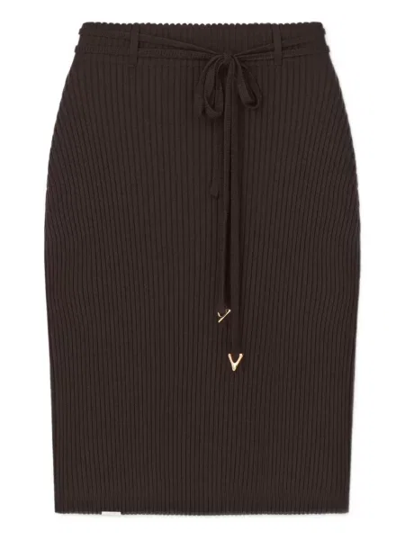 Spódnica midi áeron wełniana do kolan brązowa