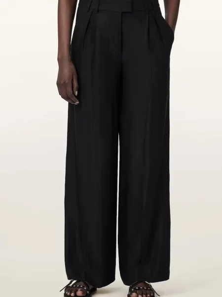 AllSaints pantaloni wide leg pentru femei din in CHARLEY negru