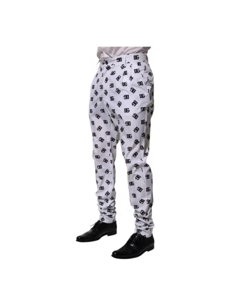 Skinny spodnie Dolce And Gabbana z logo białe