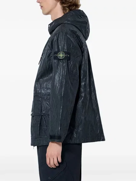 Geacă Stone Island cu glugă cu strasuri negru