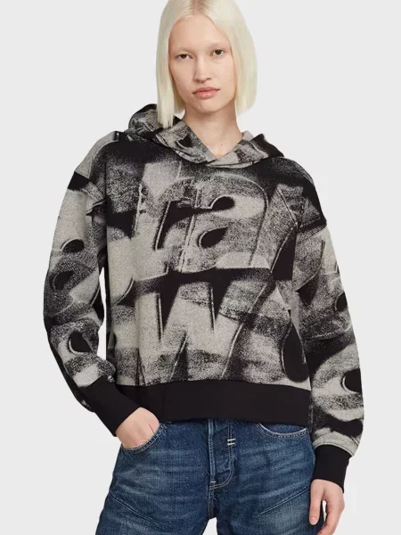 Худі G-star Raw з принтом чорне