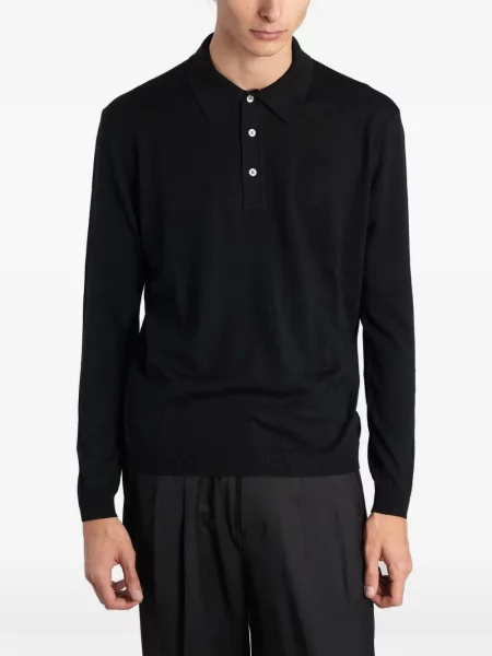 Lung tricou polo Low Brand negru