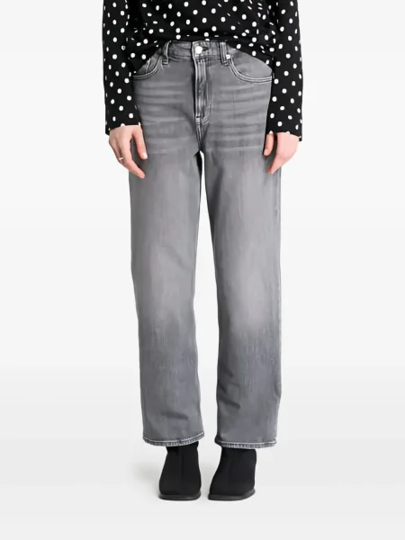 Blugi drepți Tommy Jeans cu talie înaltă gri