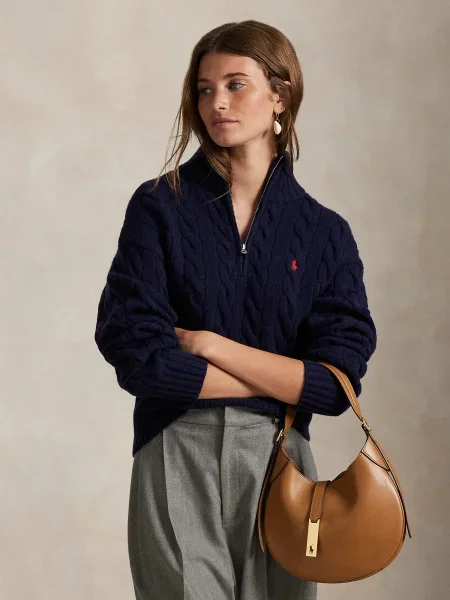 Polo Ralph Lauren pulover de lână bleumarin cu turtleneck