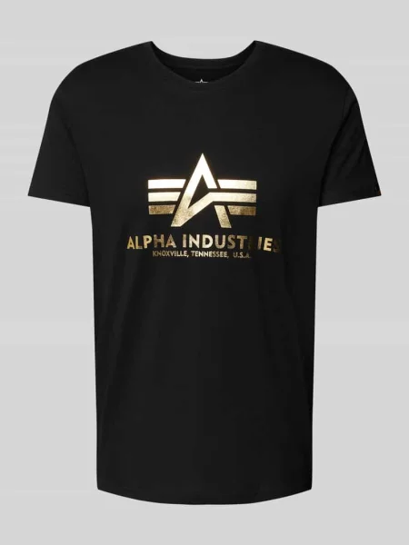 T-shirt z nadrukiem z logo czarny