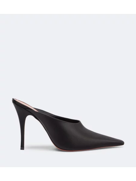 Papuci tip mules Amina Muaddi din satin negru