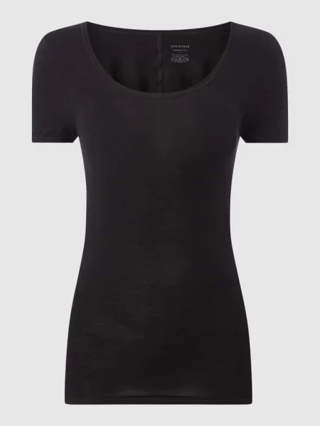 T-shirt o kroju slim fit z mieszanki model Personal' Schiesser czarna