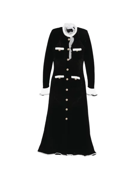 Sukienka midi Self-portrait koronkowa do kolan garniturowa czarna